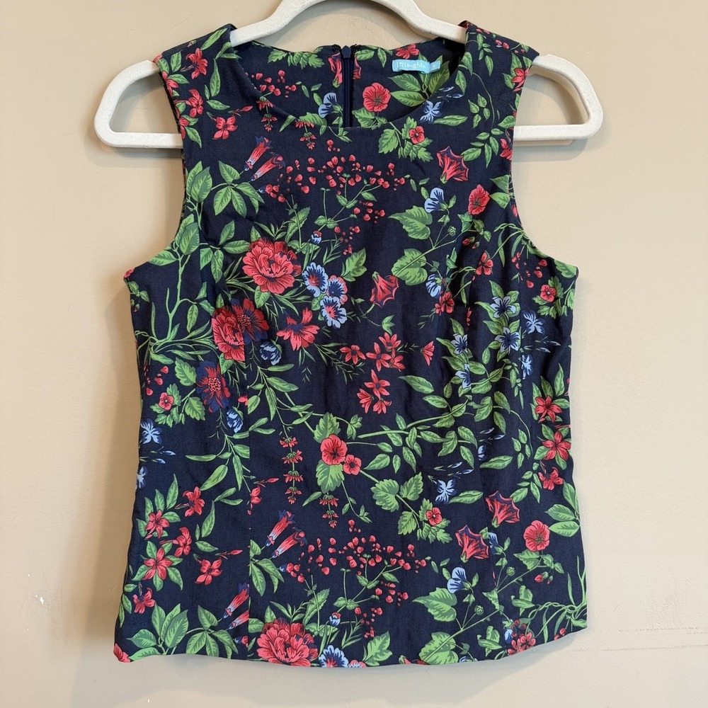 J. McLaughlin "Layne" Top Women's Sz 4 in Amelia Floral Sleeveless 1/4 Zip Back